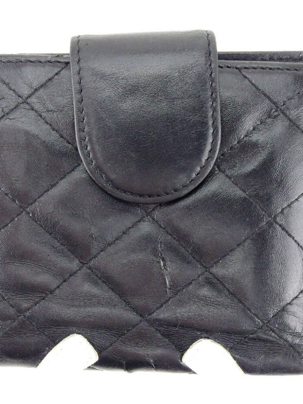 Chanel purses Kanbonrain Black White White Pink Ladies Authentic T9584